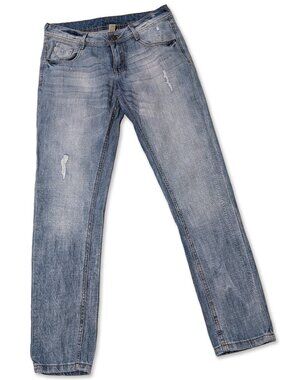 Light Medium Wash Distressed Jeans, Size 4